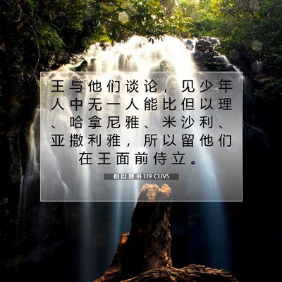 Picture 07 - 但 以 理 书 1:19 CUVS - 王 与 他 们 谈 论 ， 见 少 年 人 中 - Bible Verse Picture