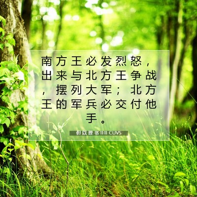 Picture 07 - 但 以 理 书 11:11 CUVS - 南 方 王 必 发 烈 怒 ， 出 来 与 北 - Bible Verse Picture