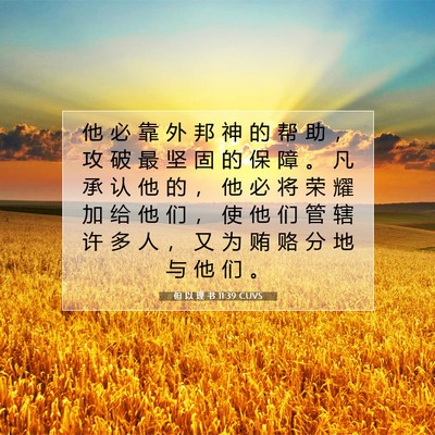 Picture 07 - 但 以 理 书 11:39 CUVS - 他 必 靠 外 邦 神 的 帮 助 ， 攻 破 - Bible Verse Picture