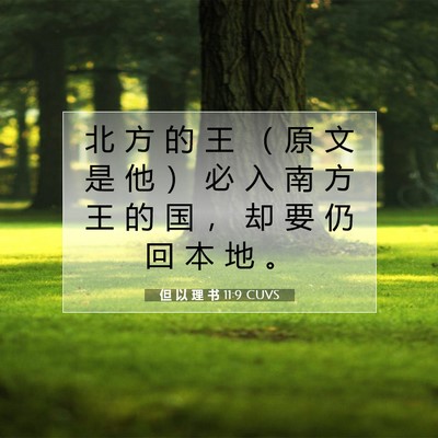 Picture 07 - 但 以 理 书 11:9 CUVS - 北 方 的 王 （ 原 文 是 他 ） 必 入 - Bible Verse Picture