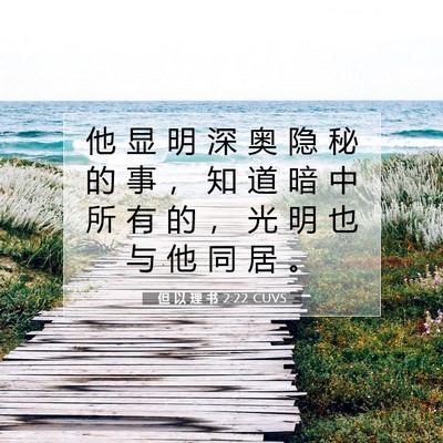 Picture 07 - 但 以 理 书 2:22 CUVS - 他 显 明 深 奥 隐 秘 的 事 ， 知 道 - Bible Verse Picture
