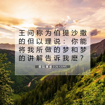 Picture 07 - 但 以 理 书 2:26 CUVS - 王 问 称 为 伯 提 沙 撒 的 但 以 理 - Bible Verse Picture