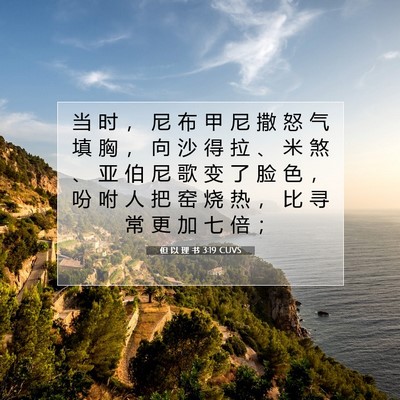 Picture 07 - 但 以 理 书 3:19 CUVS - 当 时 ， 尼 布 甲 尼 撒 怒 气 填 胸 - Bible Verse Picture