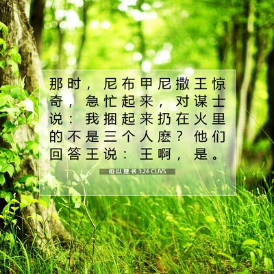 Picture 07 - 但 以 理 书 3:24 CUVS - 那 时 ， 尼 布 甲 尼 撒 王 惊 奇 ， - Bible Verse Picture