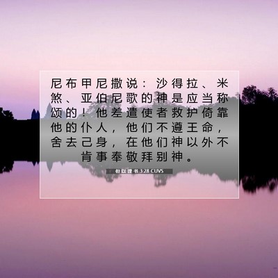 Picture 07 - 但 以 理 书 3:28 CUVS - 尼 布 甲 尼 撒 说 ： 沙 得 拉 、 米 - Bible Verse Picture