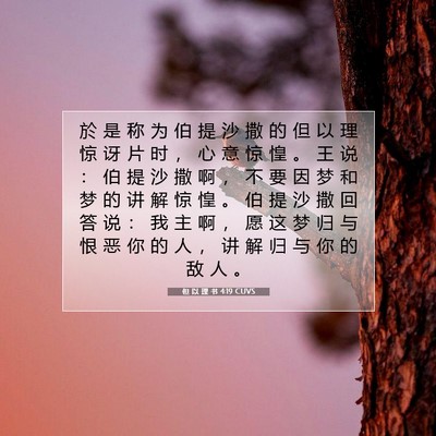 Picture 07 - 但 以 理 书 4:19 CUVS - 於 是 称 为 伯 提 沙 撒 的 但 以 理 - Bible Verse Picture