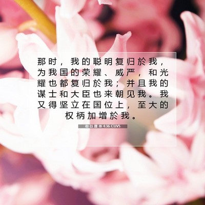 Picture 07 - 但 以 理 书 4:36 CUVS - 那 时 ， 我 的 聪 明 复 归 於 我 ， - Bible Verse Picture