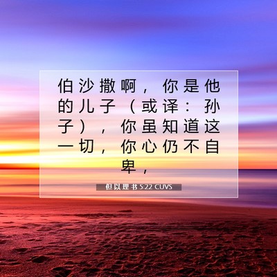 Picture 07 - 但 以 理 书 5:22 CUVS - 伯 沙 撒 啊 ， 你 是 他 的 儿 子 （ - Bible Verse Picture