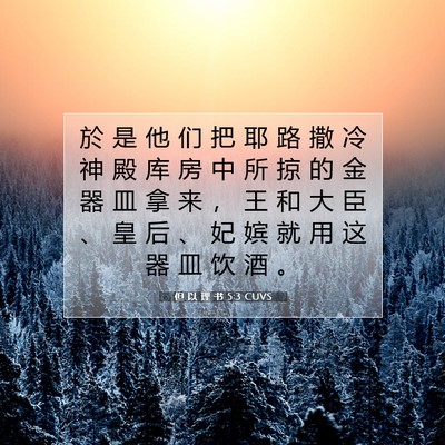 Picture 07 - 但 以 理 书 5:3 CUVS - 於 是 他 们 把 耶 路 撒 冷 神 殿 库 - Bible Verse Picture