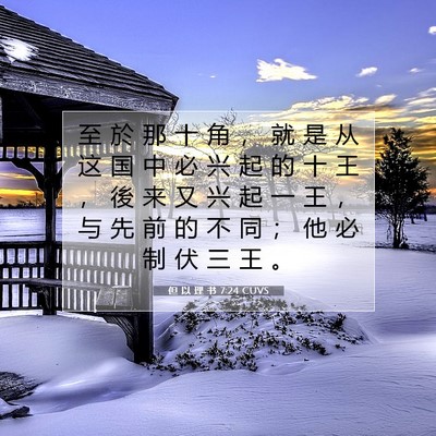Picture 07 - 但 以 理 书 7:24 CUVS - 至 於 那 十 角 ， 就 是 从 这 国 中 - Bible Verse Picture