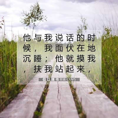 Picture 07 - 但 以 理 书 8:18 CUVS - 他 与 我 说 话 的 时 候 ， 我 面 伏 - Bible Verse Picture