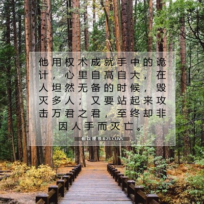 Picture 07 - 但 以 理 书 8:25 CUVS - 他 用 权 术 成 就 手 中 的 诡 计 ， - Bible Verse Picture