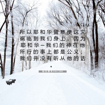 Picture 07 - 但 以 理 书 9:14 CUVS - 所 以 耶 和 华 留 意 使 这 灾 祸 临 - Bible Verse Picture