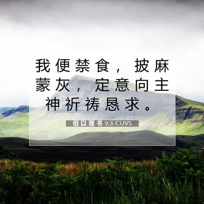 Picture 07 - 但 以 理 书 9:3 CUVS - 我 便 禁 食 ， 披 麻 蒙 灰 ， 定 意 - Bible Verse Picture