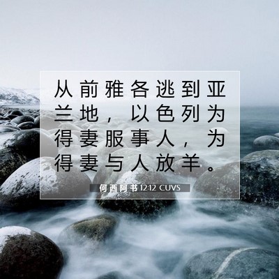 Picture 07 - 何 西 阿 书 12:12 CUVS - 从 前 雅 各 逃 到 亚 兰 地 ， 以 色 - Bible Verse Picture