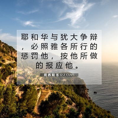 Picture 07 - 何 西 阿 书 12:2 CUVS - 耶 和 华 与 犹 大 争 辩 ， 必 照 雅 - Bible Verse Picture