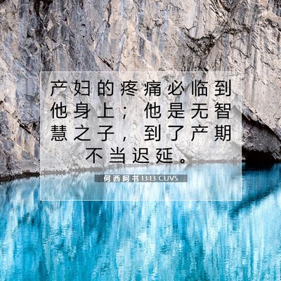 Picture 07 - 何 西 阿 书 13:13 CUVS - 产 妇 的 疼 痛 必 临 到 他 身 上 ； - Bible Verse Picture