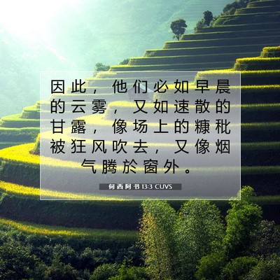 Picture 07 - 何 西 阿 书 13:3 CUVS - 因 此 ， 他 们 必 如 早 晨 的 云 雾 - Bible Verse Picture
