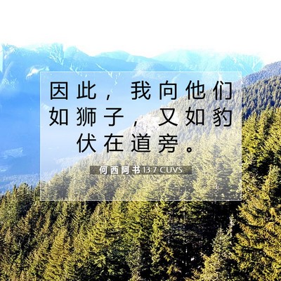 Picture 07 - 何 西 阿 书 13:7 CUVS - 因 此 ， 我 向 他 们 如 狮 子 ， 又 - Bible Verse Picture