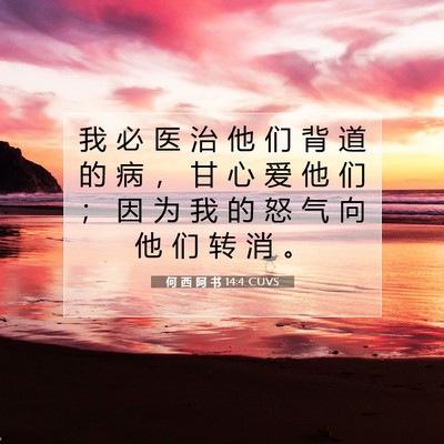 Picture 07 - 何 西 阿 书 14:4 CUVS - 我 必 医 治 他 们 背 道 的 病 ， 甘 - Bible Verse Picture