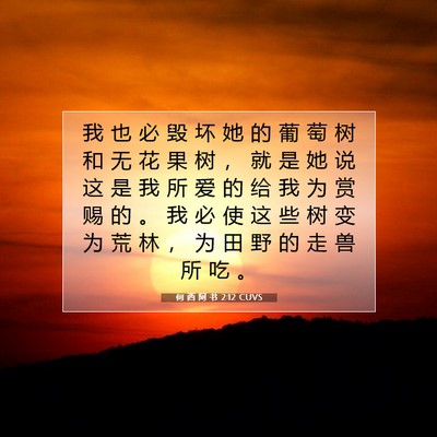Picture 07 - 何 西 阿 书 2:12 CUVS - 我 也 必 毁 坏 她 的 葡 萄 树 和 无 - Bible Verse Picture