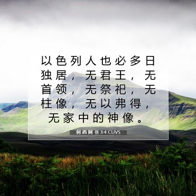 Picture 07 - 何 西 阿 书 3:4 CUVS - 以 色 列 人 也 必 多 日 独 居 ， 无 - Bible Verse Picture