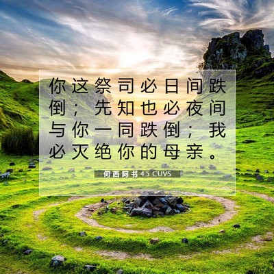Picture 07 - 何 西 阿 书 4:5 CUVS - 你 这 祭 司 必 日 间 跌 倒 ； 先 知 - Bible Verse Picture