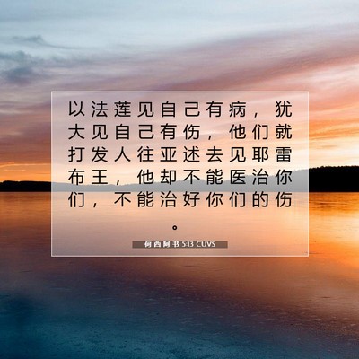 Picture 07 - 何 西 阿 书 5:13 CUVS - 以 法 莲 见 自 己 有 病 ， 犹 大 见 - Bible Verse Picture