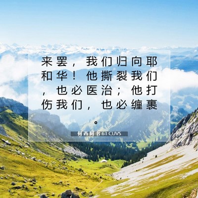 Picture 07 - 何 西 阿 书 6:1 CUVS - 来 罢 ， 我 们 归 向 耶 和 华 ！ 他 - Bible Verse Picture