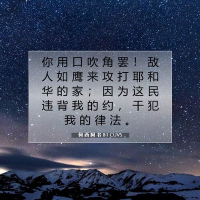 Picture 07 - 何 西 阿 书 8:1 CUVS - 你 用 口 吹 角 罢 ！ 敌 人 如 鹰 来 - Bible Verse Picture