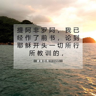 Picture 07 - 使 徒 行 传 1:1 CUVS - 提 阿 非 罗 阿 ， 我 已 经 作 了 前 - Bible Verse Picture