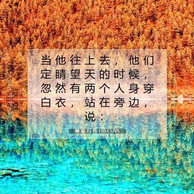 Picture 07 - 使 徒 行 传 1:10 CUVS - 当 他 往 上 去 ， 他 们 定 睛 望 天 - Bible Verse Picture