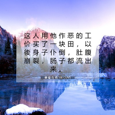 Picture 07 - 使 徒 行 传 1:18 CUVS - 这 人 用 他 作 恶 的 工 价 买 了 一 - Bible Verse Picture