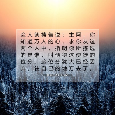 Picture 07 - 使 徒 行 传 1:24 CUVS - 众 人 就 祷 告 说 ： 主 阿 ， 你 知 - Bible Verse Picture