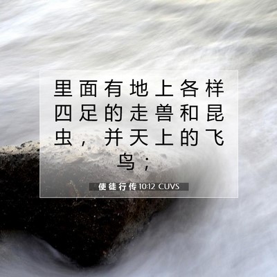 Picture 07 - 使 徒 行 传 10:12 CUVS - 里 面 有 地 上 各 样 四 足 的 走 兽 - Bible Verse Picture