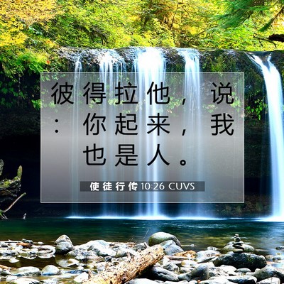 Picture 07 - 使 徒 行 传 10:26 CUVS - 彼 得 拉 他 ， 说 ： 你 起 来 ， 我 - Bible Verse Picture