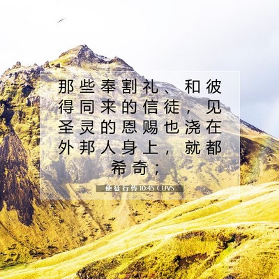 Picture 07 - 使 徒 行 传 10:45 CUVS - 那 些 奉 割 礼 、 和 彼 得 同 来 的 - Bible Verse Picture