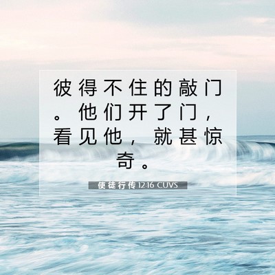 Picture 07 - 使 徒 行 传 12:16 CUVS - 彼 得 不 住 的 敲 门 。 他 们 开 了 - Bible Verse Picture