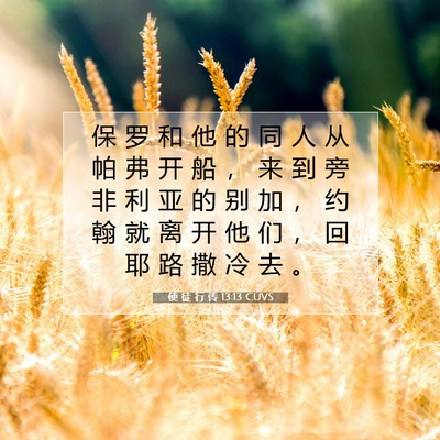 Picture 07 - 使 徒 行 传 13:13 CUVS - 保 罗 和 他 的 同 人 从 帕 弗 开 船 - Bible Verse Picture
