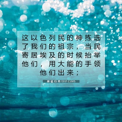 Picture 07 - 使 徒 行 传 13:17 CUVS - 这 以 色 列 民 的 神 拣 选 了 我 们 - Bible Verse Picture