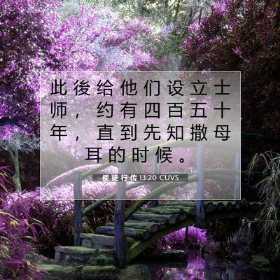 Picture 07 - 使 徒 行 传 13:20 CUVS - 此 後 给 他 们 设 立 士 师 ， 约 有 - Bible Verse Picture