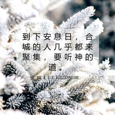 Picture 07 - 使 徒 行 传 13:44 CUVS - 到 下 安 息 日 ， 合 城 的 人 几 乎 - Bible Verse Picture
