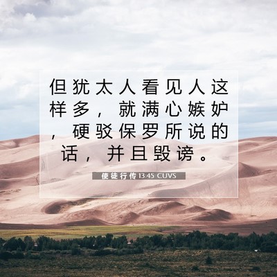 Picture 07 - 使 徒 行 传 13:45 CUVS - 但 犹 太 人 看 见 人 这 样 多 ， 就 - Bible Verse Picture