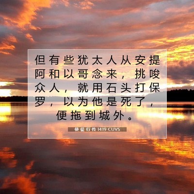 Picture 07 - 使 徒 行 传 14:19 CUVS - 但 有 些 犹 太 人 从 安 提 阿 和 以 - Bible Verse Picture