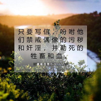 Picture 07 - 使 徒 行 传 15:20 CUVS - 只 要 写 信 ， 吩 咐 他 们 禁 戒 偶 - Bible Verse Picture
