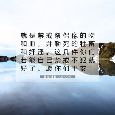 Picture 07 - 使 徒 行 传 15:29 CUVS - 就 是 禁 戒 祭 偶 像 的 物 和 血 ， - Bible Verse Picture