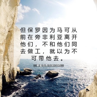 Picture 07 - 使 徒 行 传 15:38 CUVS - 但 保 罗 因 为 马 可 从 前 在 旁 非 - Bible Verse Picture