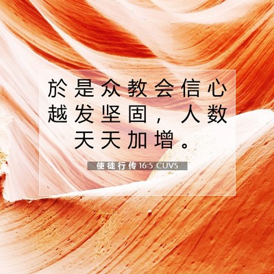Picture 07 - 使 徒 行 传 16:5 CUVS - 於 是 众 教 会 信 心 越 发 坚 固 ， - Bible Verse Picture
