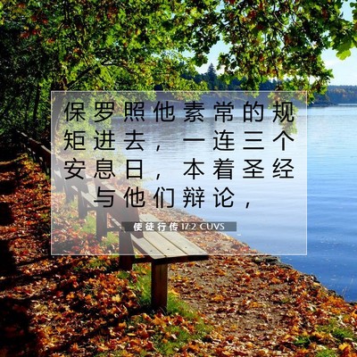 Picture 07 - 使 徒 行 传 17:2 CUVS - 保 罗 照 他 素 常 的 规 矩 进 去 ， - Bible Verse Picture