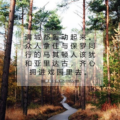 Picture 07 - 使 徒 行 传 19:29 CUVS - 满 城 都 轰 动 起 来 。 众 人 拿 住 - Bible Verse Picture